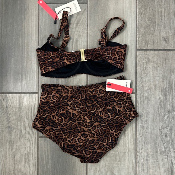 Popilush Shapewear Ruched Tummy Control Bikini Set LG Leopard - Picture 7 of 8